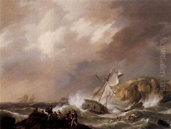 A Dutch Vessel Shipwrecked In A Storm - view 1
