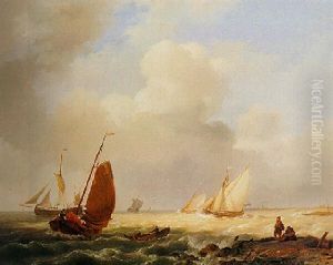 Sailing Vessels On A Choppy Sea