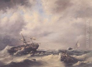 A Storm At Sea by Hermanus Koekkoek the Elder