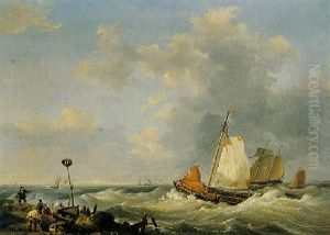 Seascape With Fisherman by Hermanus Koekkoek the Elder