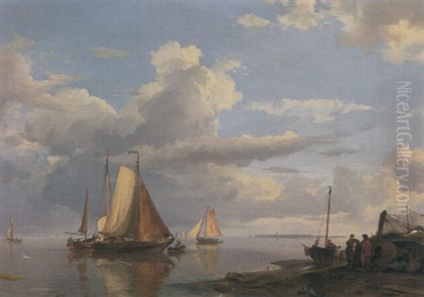 Fishing Boats Off The Coast At Dusk - view 1