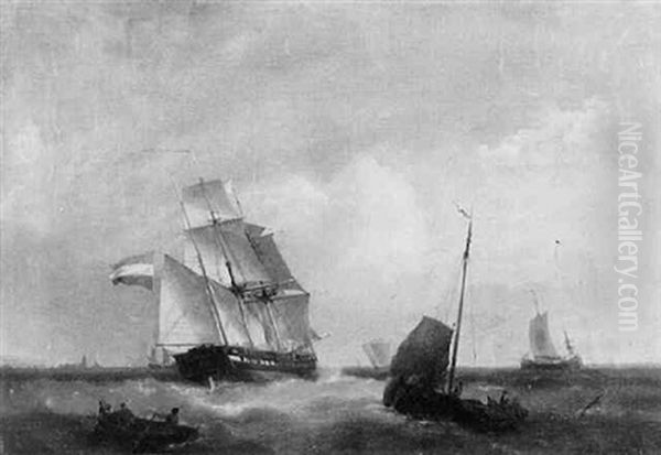 The Frigate "hollandia" And Other Shipping Off The Coast In A Breeze - view 1