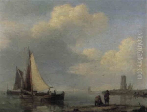 Shipping Vessel In An Estuary - view 1