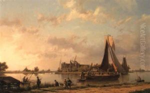 A Large Barge On An Estuary