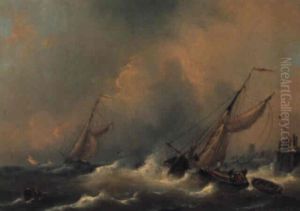 Fiskerbade Ud For Molen by Hermanus Koekkoek the Elder