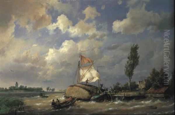Hay Barge Off A Jetty In A Stiff Breeze - view 1