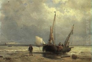 Strandszene Mit Fischern Strandszene Mit Fischern