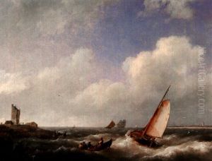 The Scheldt River At Flessinghe by Hermanus Koekkoek the Elder