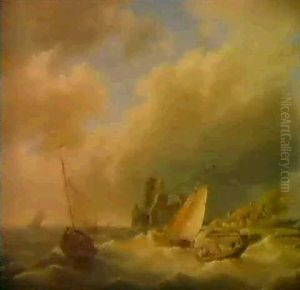 Fischerboote Vor Der Kuste by Hermanus Koekkoek the Elder