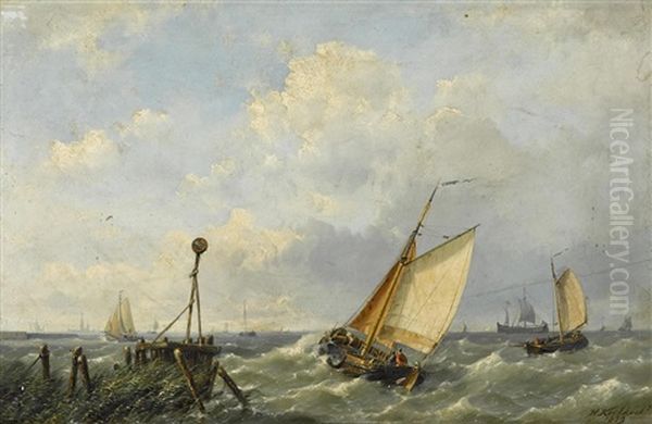 Fishing Boats In A Stiff Breeze Offshore - view 1