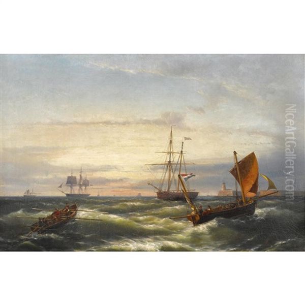 Segelschiffe Und Ruderboote Im Abendrot - view 1