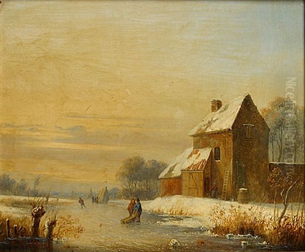Patineurs Dans Un Paysage D'hiver - view 1