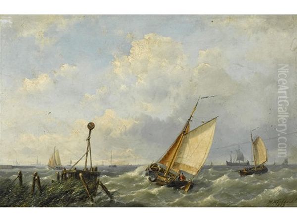 Fishing Boats In A Stiff Breeze Offshore - view 1
