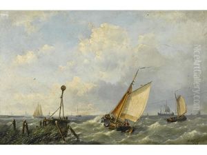 Fishing Boats In A Stiff Breeze Offshore