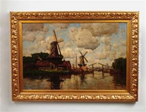 Canal Scene With Windmills by Hermanus Koekkoek the Younger
