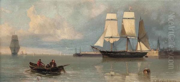 Fishing Before The Harbour Walls - view 1
