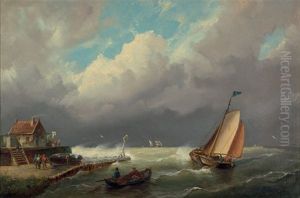 Die Ausfahrt Aus Dem Hafen Bei Sturmischem Wetter by Hermanus Koekkoek the Younger
