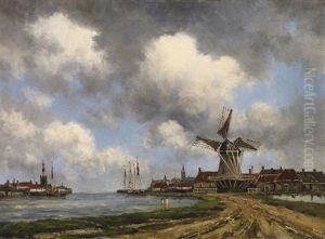 Hollandisches Hafenstadtchen by Hermanus Koekkoek the Younger
