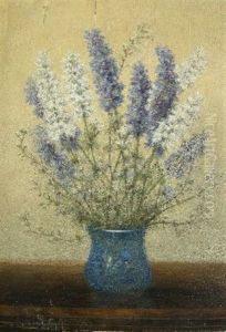 Still Life With Flowers In A Blue Vase by Hermanus Koekkoek the Younger