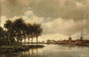 Dutch River Scene by Hermanus Koekkoek the Younger