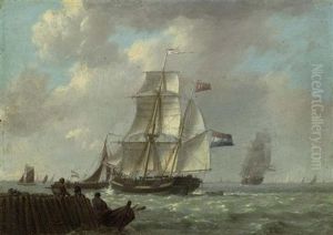 Schiffe Vor Der Kuste by Hermanus Koekkoek the Younger