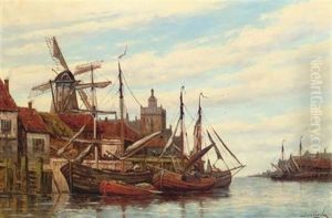 Eikendam, Holland: A River Estuary by Hermanus Koekkoek the Younger