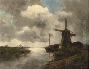Windmill In A Polder Landscape
