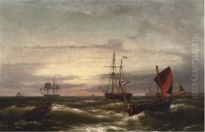 Shipping By A Harbour by Hermanus Koekkoek the Younger