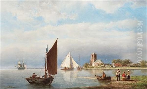 Fishing Boats In A Calm Off The Coast - view 1