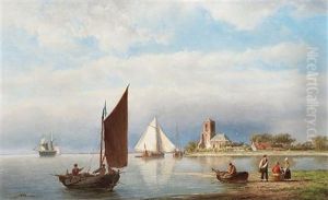 Fishing Boats In A Calm Off The Coast