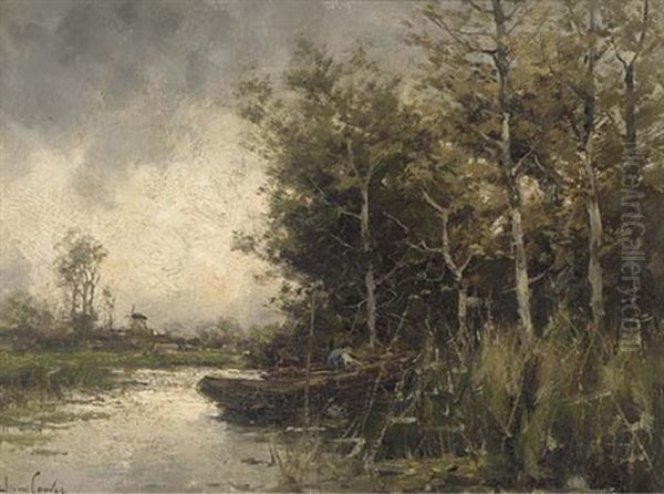 Figure On A Boat, With A Windmill Beyond - view 1