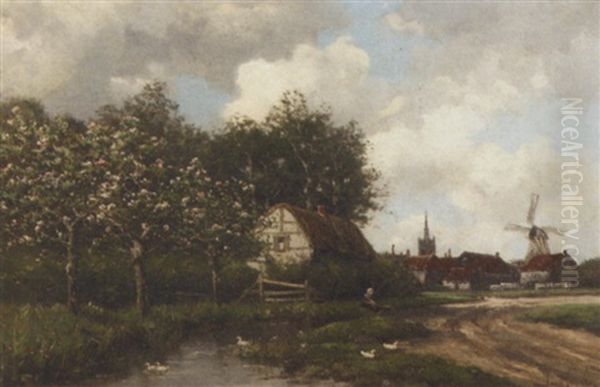 A Village By A Stream In Spring - view 1