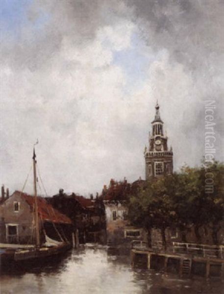 A View Of A Boat In A Harbour Near A Town - view 1