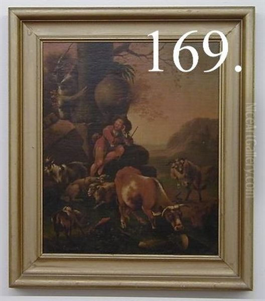 A Man Sleeping While Minding A Herd Of Animals - view 1