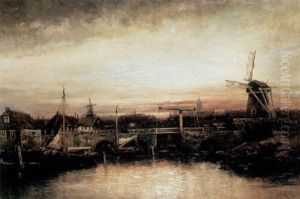 A Dutch Harbor At Dusk by Hermanus Koekkoek the Younger