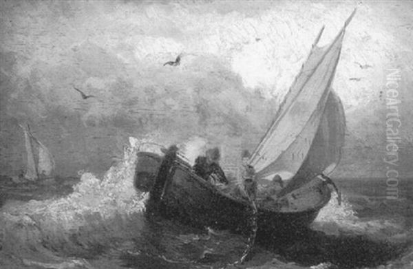 Fischer Beim Einholen Des Netzes Vor Dem Sturm - view 1