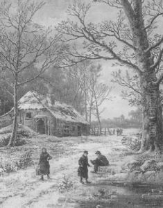 The Skaters by Hermanus Koekkoek the Younger