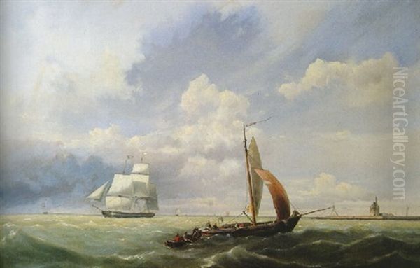 Shipping Off The Coast, With The Hoofdtoren, Hoorn Beyond - view 1