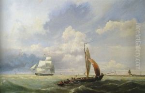 Shipping Off The Coast, With The Hoofdtoren, Hoorn Beyond by Hermanus Koekkoek the Younger