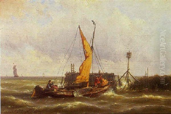 A Moored Sailing-vessel In An Estuary - view 1