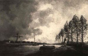 Dutch Canal With Windmill by Hermanus Koekkoek the Younger