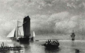 Shipping On An Estuary by Hermanus Koekkoek the Younger