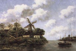 On The Amstel by Hermanus Koekkoek the Younger