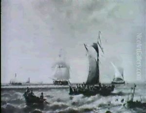 Schiffe Vor Der Kuste by Hermanus Koekkoek the Younger
