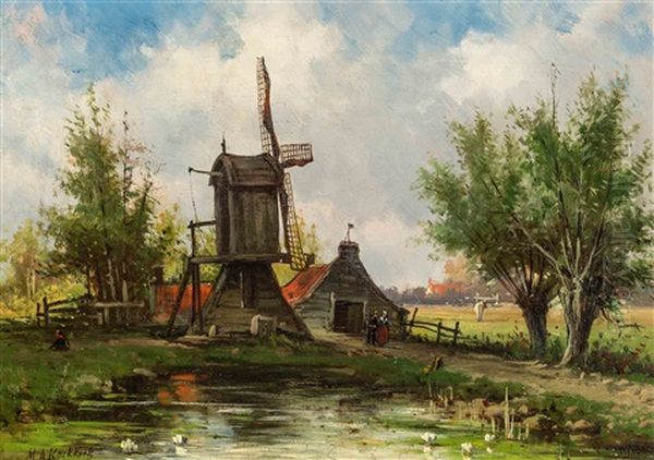 Figures Near A Mill - view 1