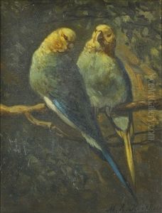 Parrots by Marinus Adrianus Koekkoek the Younger