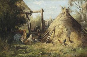 The Call Of The Rooster by Marinus Adrianus Koekkoek the Younger