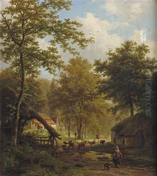 Boomrijk Landschap Met Boerewoningen: A Wooded Landscape With Shepherds - view 1