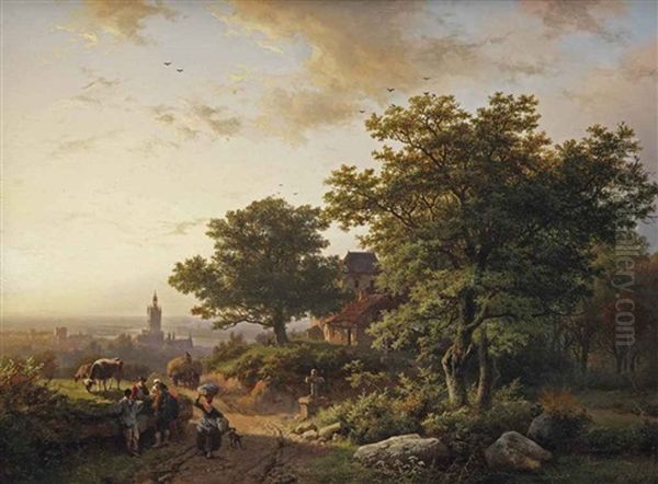 A Mountainous Landscape With A View On A Town In The Distance - view 1