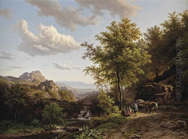 A Summer Landscape With Figures Resting Near A Stream - view 1